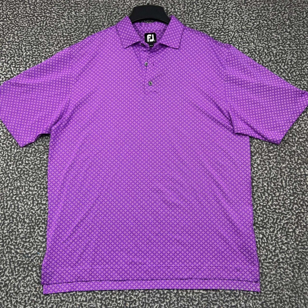 FootJoy Golf Polo Shirt Men Large Purple Printed Short Sleeve Collared L